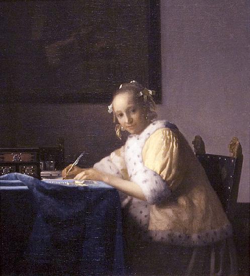 Johannes Vermeer A lady writing. oil painting image